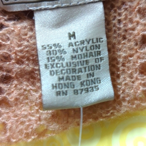 Lillie by James Coviello Blush Satin Tie Pointelle Cardigan Sweater M - Picture 7 of 13